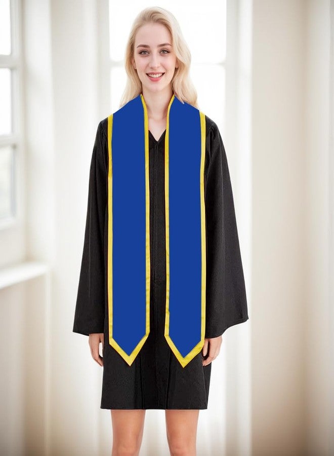 Erligo Graduation Honor Stole Classic End with Trim for Unisex Adult 72 Inches Long (Royal Blue + Gold Trim, 72 Inch) - Image 4